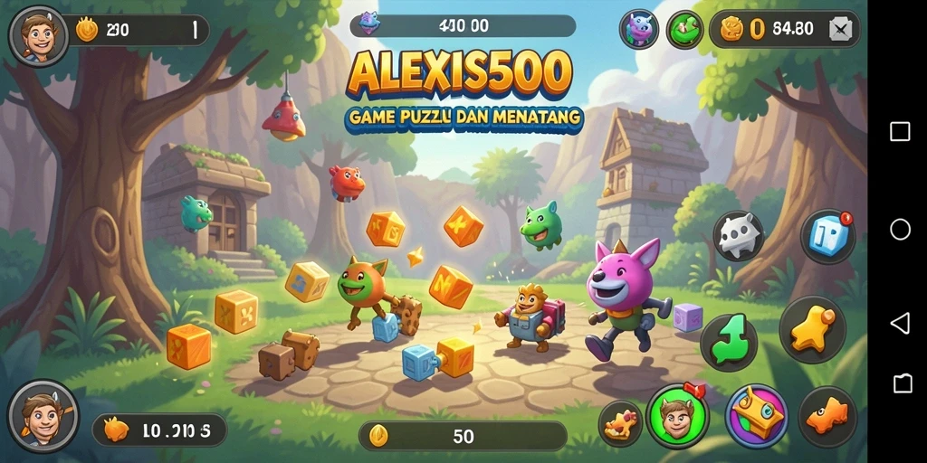 Screenshot gameplay ALEXIS500 yang menampilkan level puzzle menantang.