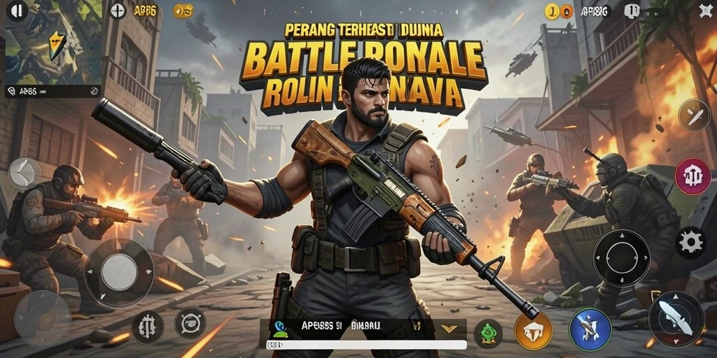 Tampilan gameplay intens AP686 dalam pertarungan Battle Royale.