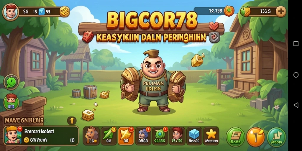 Tampilan gameplay <strong>BIGCOR78</strong> menunjukkan aksi pengumpulan sumber daya yang menenangkan.