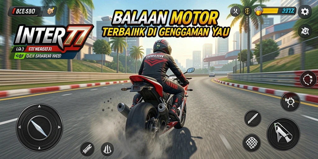 Tampilan gameplay seru dalam balapan motor INTER77.