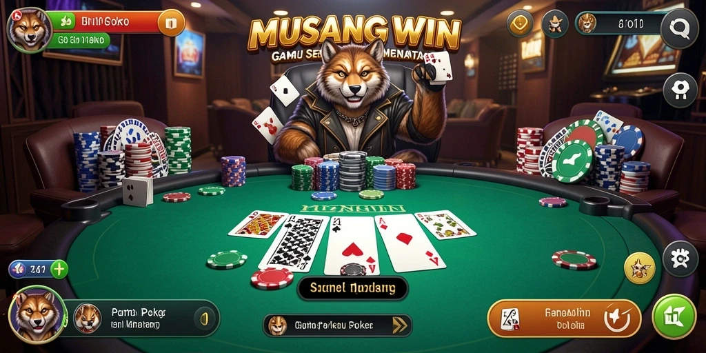 Tampilan gameplay seru dari MUSANGWIN saat bermain poker.