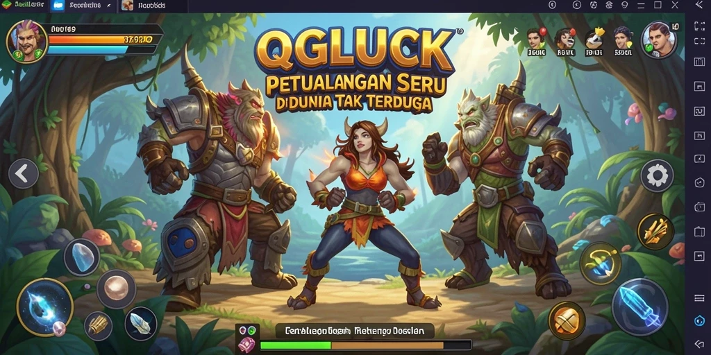 Tampilan gameplay QGLUCK menampilkan eksplorasi dunia yang mempesona.