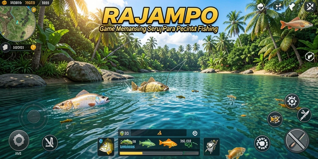 Tampilan gameplay RAJAMPO yang mendebarkan saat menangkap ikan.