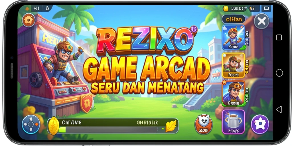 Tampilan gameplay REZIXO yang seru dan penuh warna.