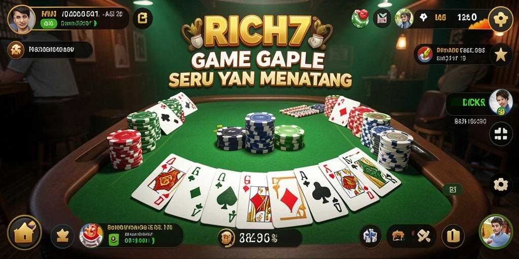 Tampilan gameplay Gaple yang seru dan interaktif di RICH7.