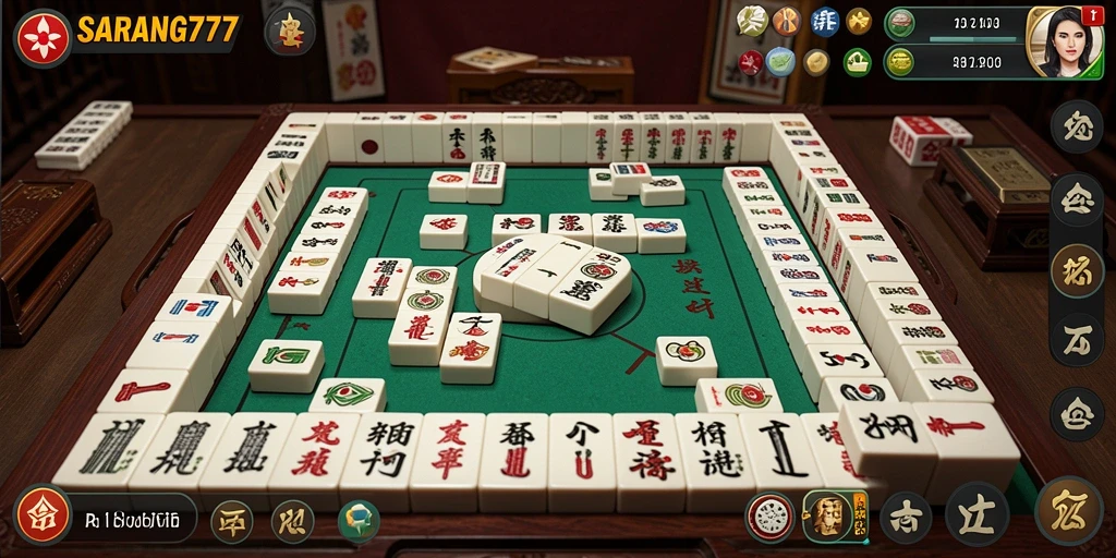 Tangkapan layar dari gameplay Mahjong SARANG777 yang mendebarkan.