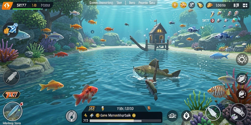 Tampilan menarik dari gameplay memancing di SKY77.